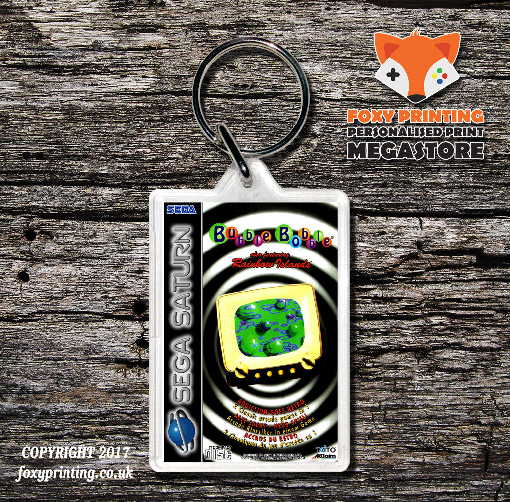 Sega Saturn Bubble Bobble Also Featuring Rainbow Island Eu Game Inspired Retro Gaming Keyring