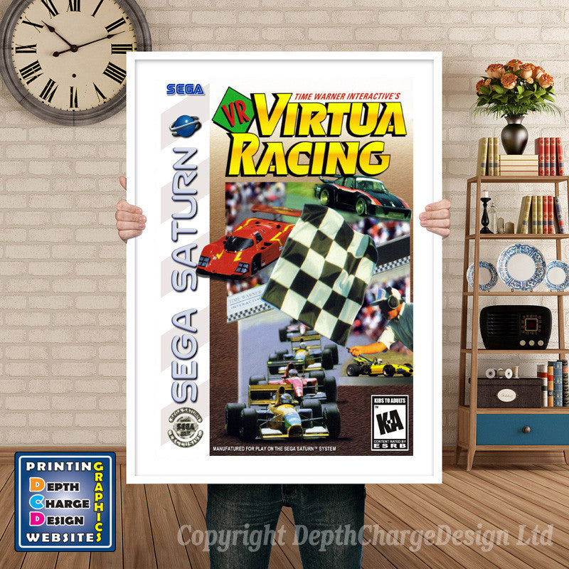 Sega Saturn Virtua Racing Game Inspired Retro Poster