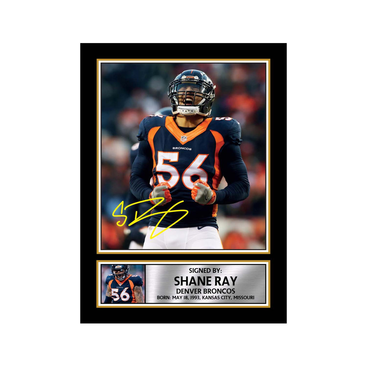 Shane Ray 2 American Football Printed Signature Print – A1 Print Only