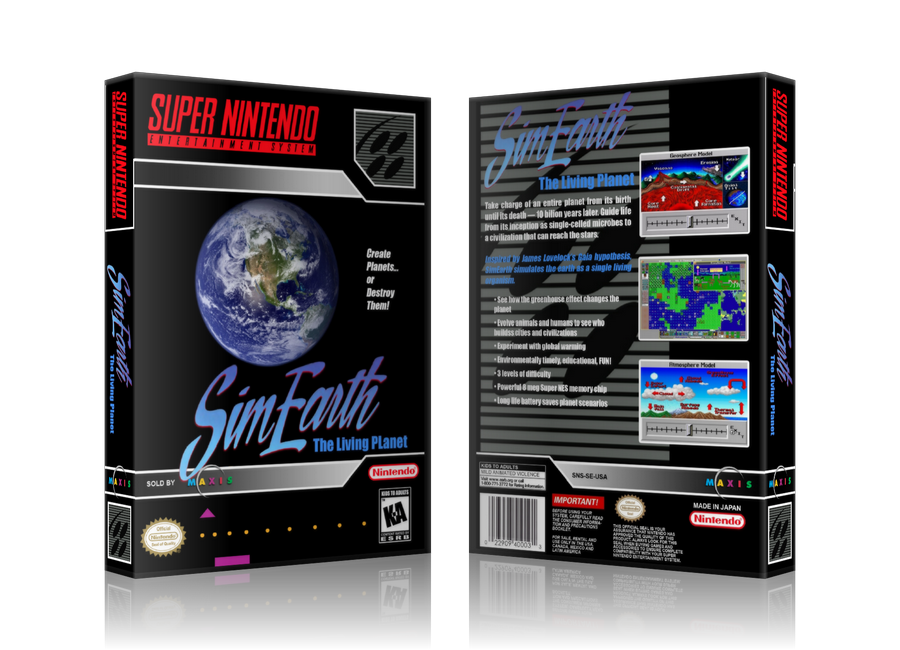 Sim Earth The Living Planet Replacement Nintendo SNES Game Case Or Cover – SNES Replacement Game case product image 1