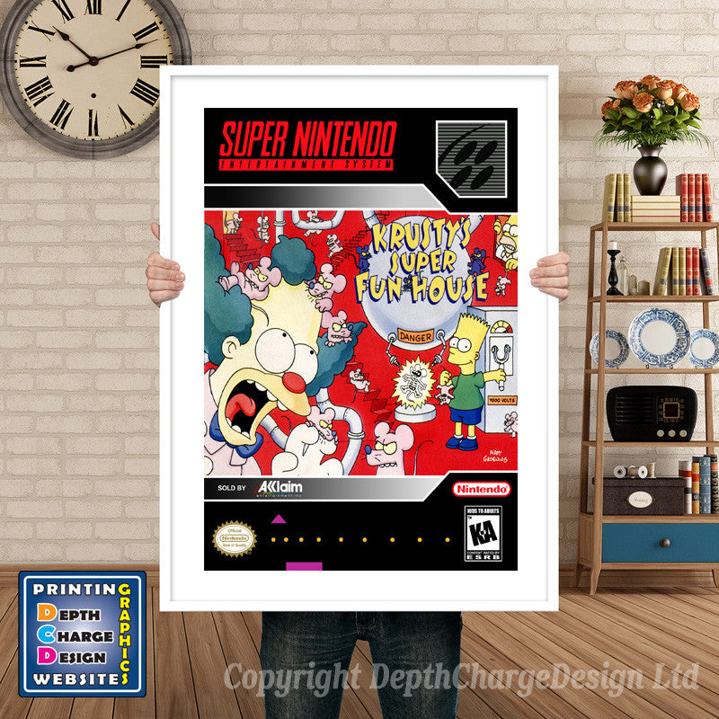 Simpsons Krusty's Super Fun House Super Nintendo GAME INSPIRED THEME Retro Gaming Poster A4 A3 A2 Or A1