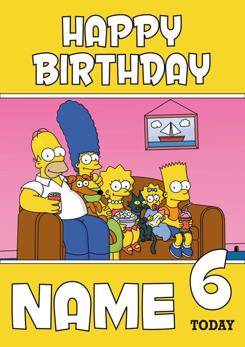 THEME INSPIRED Kids Adult Personalised Birthday Card Simpsons Birthday Card