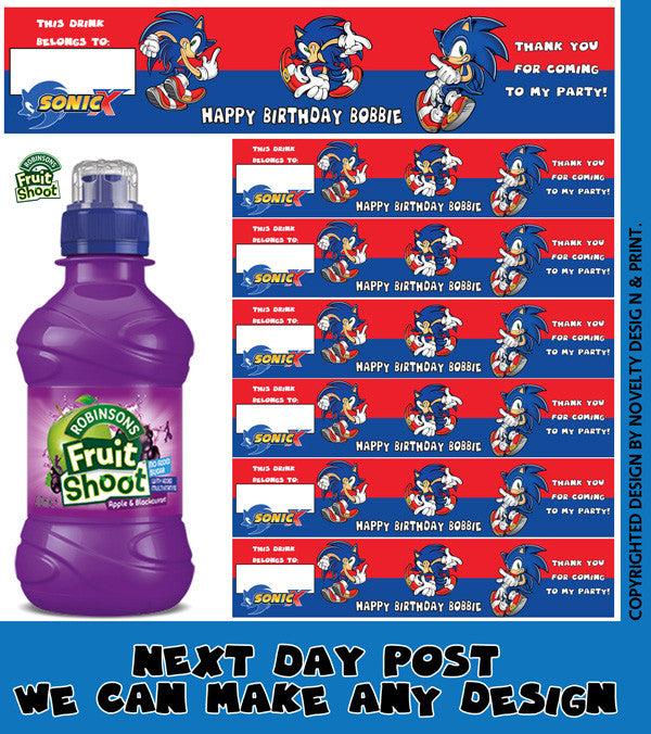 Sonicx Label Inspired Theme Personalised Party Fruit Shoot Label Sticker