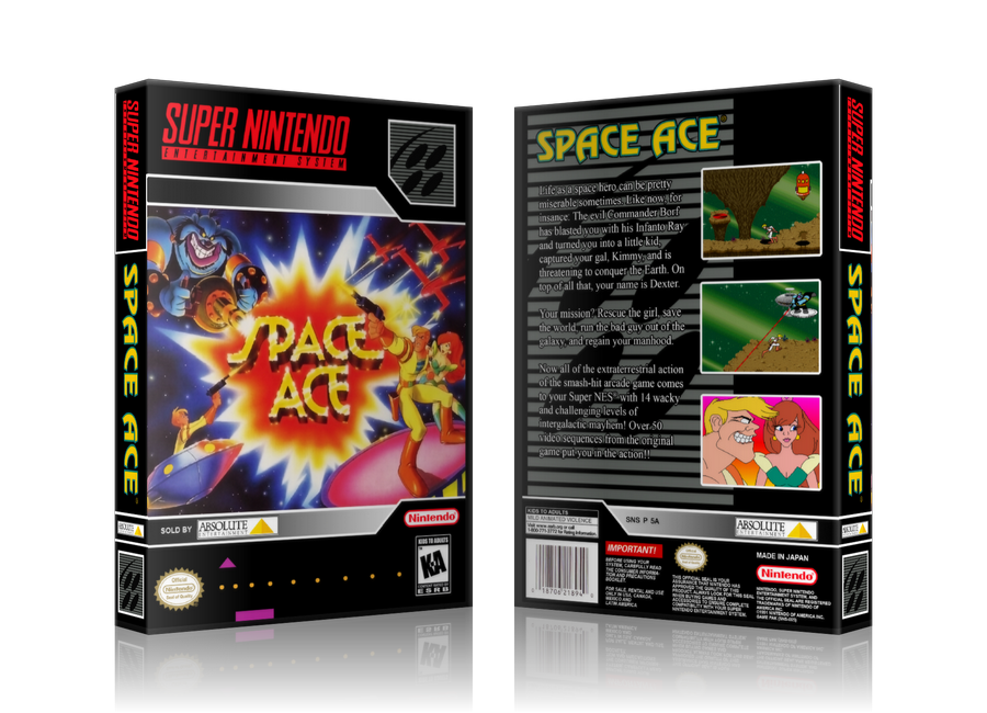 Space Ace Replacement Nintendo SNES Game Case Or Cover β SNES Replacement Game case product image 1