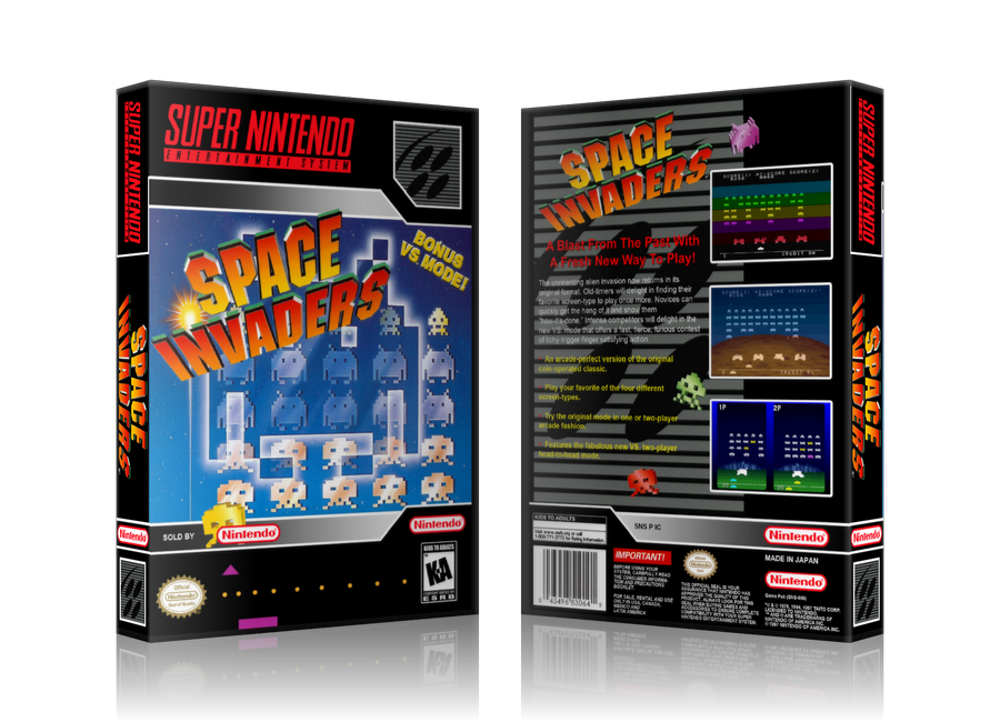 Space Invaders Replacement Nintendo SNES Game Case Or Cover – SNES Replacement Game case product image 1