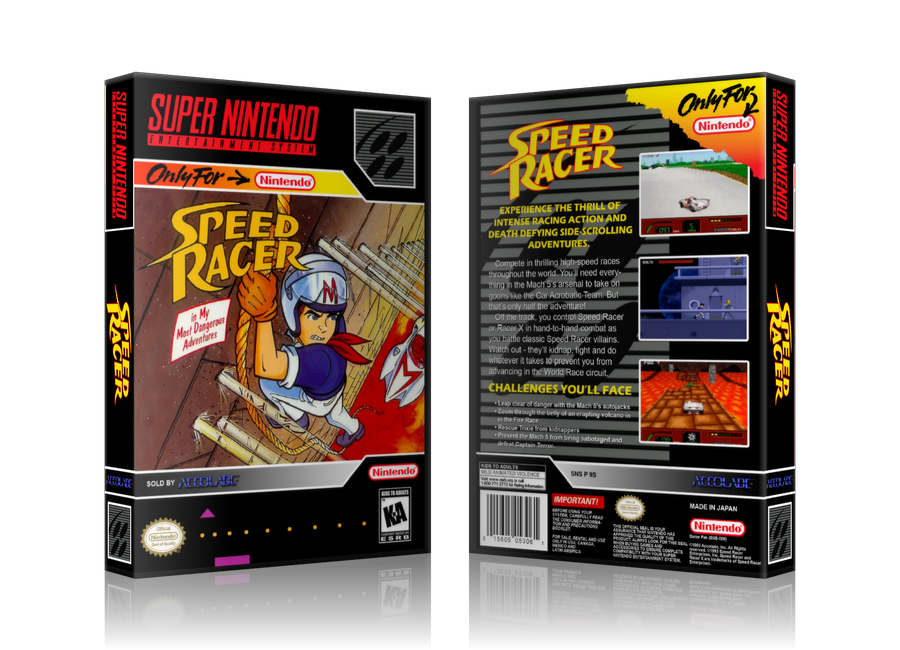 Speed Racer Replacement Nintendo SNES Game Case Or Cover β SNES Replacement Game case product image 1