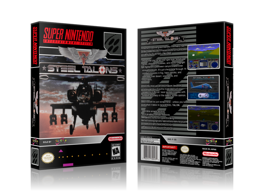 Steel Talons Replacement Nintendo SNES Game Case Or Cover β SNES Replacement Game case product image 1