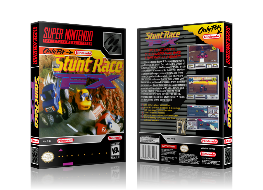 Stunt Race FX Replacement Nintendo SNES Game Case Or Cover – SNES Replacement Game case product image 1