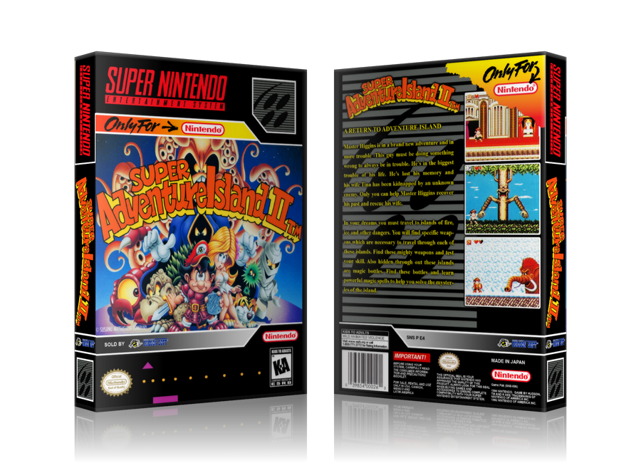 Super Adventure Island 2 Replacement Nintendo SNES Game Case Or Cover – SNES Replacement Game case product image 1