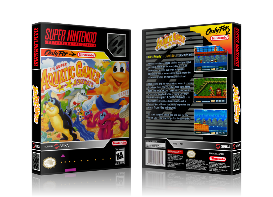 Super Aquatic Games Replacement Nintendo SNES Game Case Or Cover β SNES Replacement Game case product image 1
