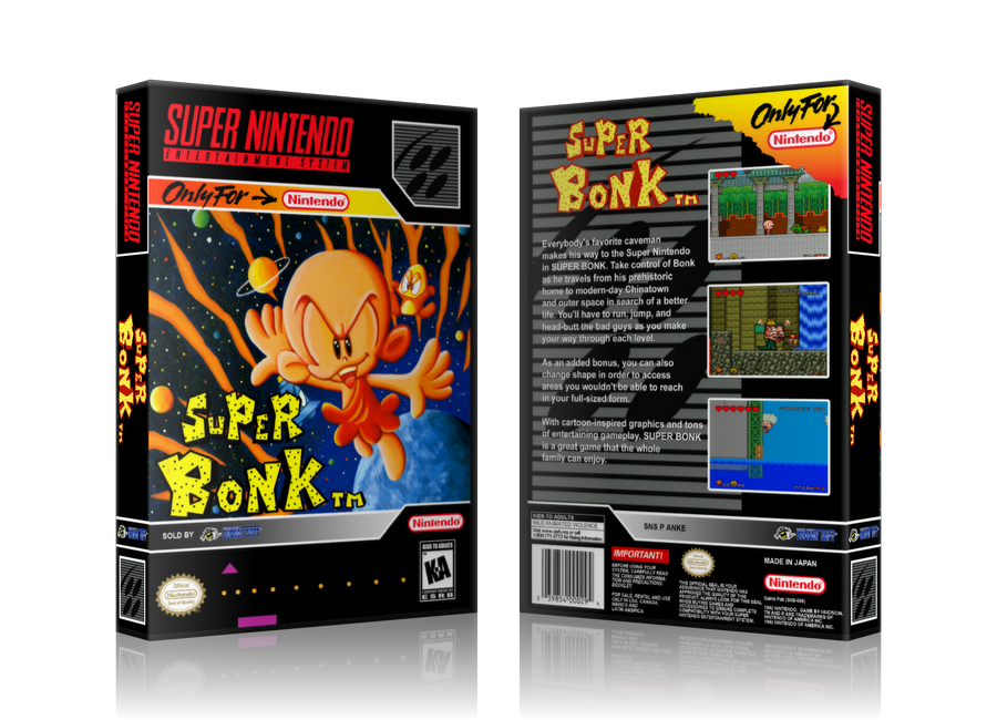Super Bonk Replacement Nintendo SNES Game Case Or Cover β SNES Replacement Game case product image 1