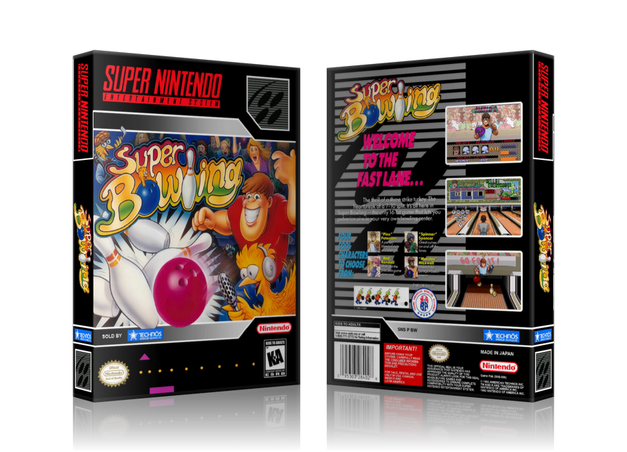 Super Bowling Replacement Nintendo SNES Game Case Or Cover β SNES Replacement Game case product image 1