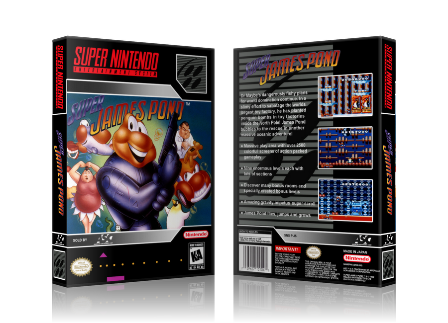 Super James Pond Replacement Nintendo SNES Game Case Or Cover – SNES Replacement Game case product image 1