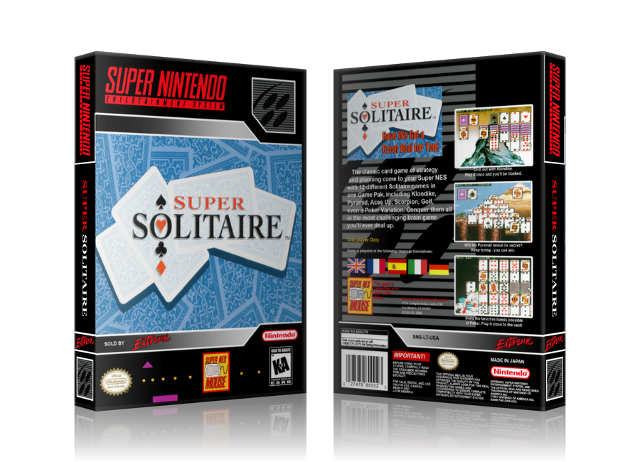 Super Solitaire Replacement Nintendo SNES Game Case Or Cover – SNES Replacement Game case product image 1