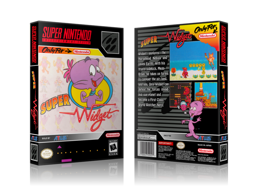 Super Widget Replacement Nintendo SNES Game Case Or Cover β SNES Replacement Game case product image 1