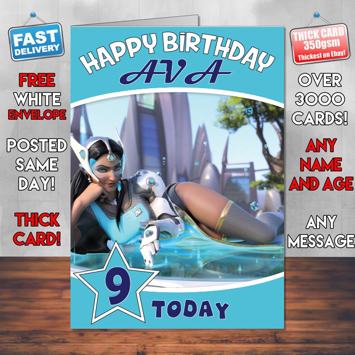 Symmetra Overwatch Game Inspired Theme Personalised Kids Inspired Birthday Card (SA060917) β Symmetra Overwatch Game Inspired Theme Personalised Birthday Card β personalised Birthday Card
