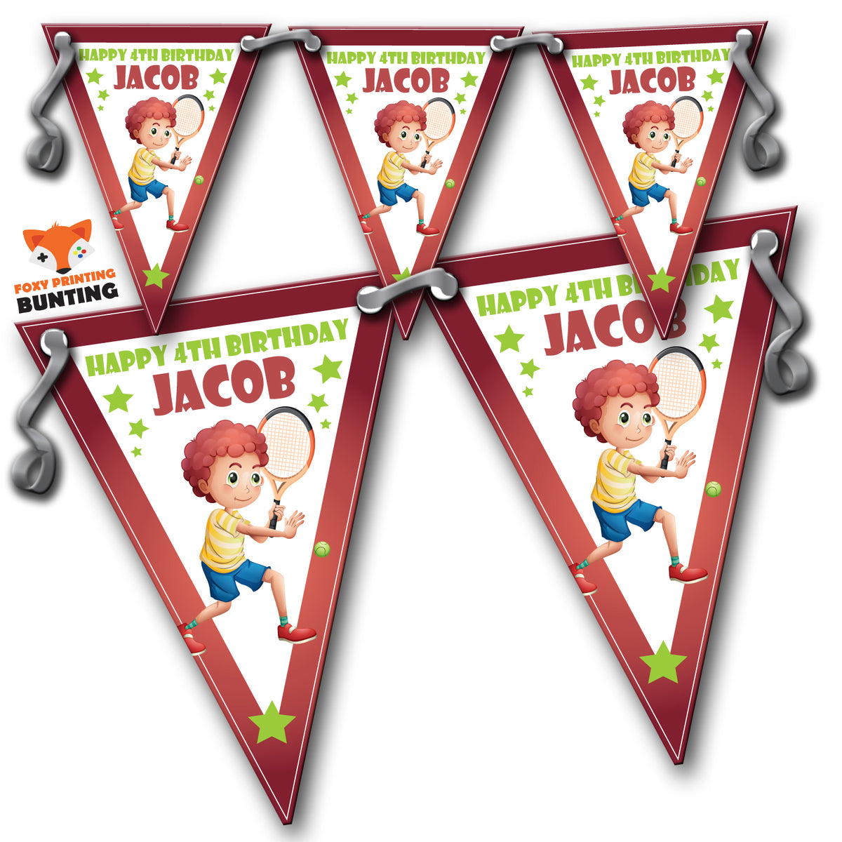 TENNIS Bunting Premium Party Decorations (Standard Bunting (14.8cm X 21cm)) β TENNIS Bunting