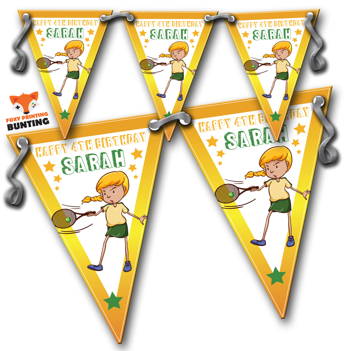 TENNIS PARTY Bunting Premium Party Decorations (Standard Bunting (14.8cm X 21cm)) β Tennis Party Bunting
