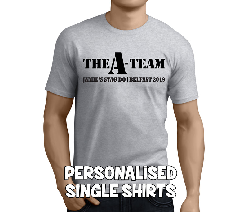 The A Team Stag Black Custom Stag T-Shirt - Any Name - Party Tee