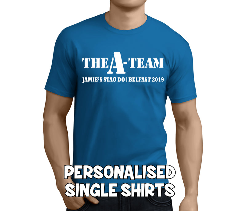The A Team Stag White Custom Stag T-Shirt - Any Name - Party Tee