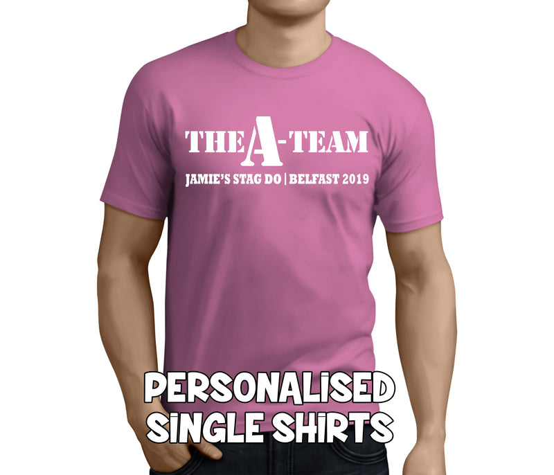 The A Team Stag White Custom Stag T-Shirt - Any Name - Party Tee