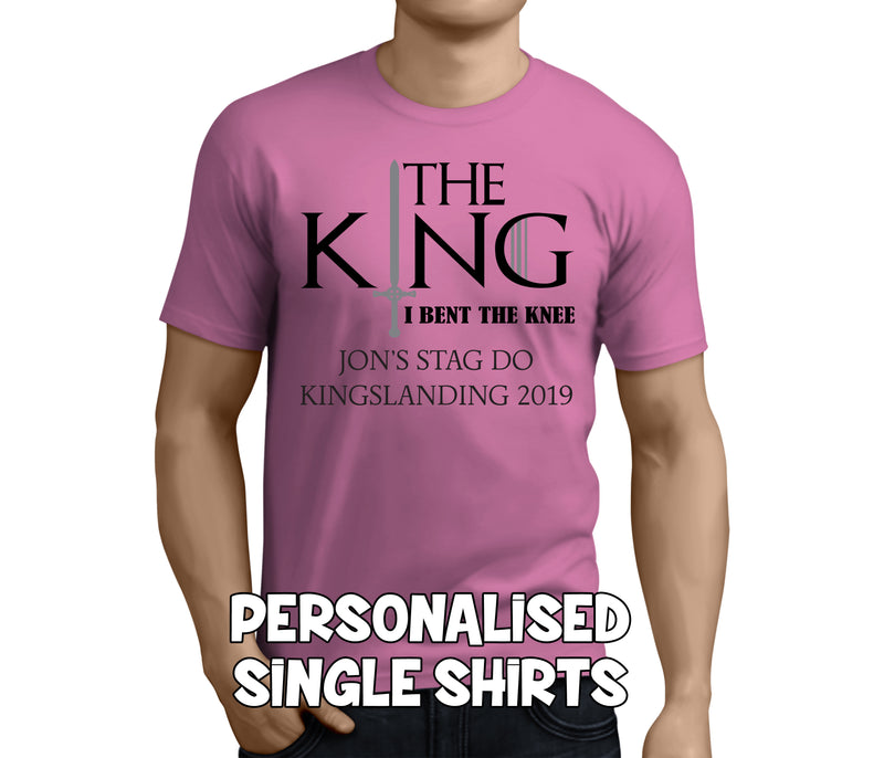 The King Bent The Knee Black Custom Stag T-Shirt - Any Name - Party Tee