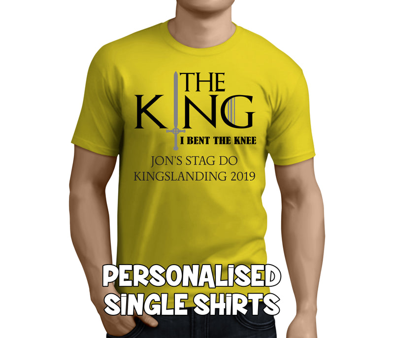 The King Bent The Knee Black Custom Stag T-Shirt - Any Name - Party Tee
