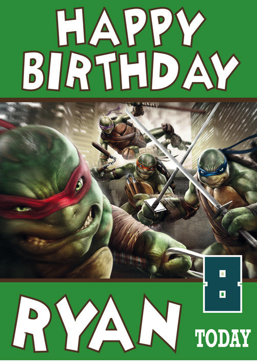 TMNT NEW 2 THEME INSPIRED Kids Adult Personalised Birthday Card