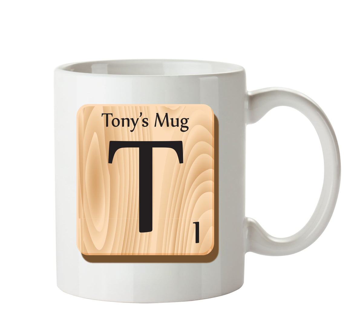 Initial "T" Your Name Scrabble Mug FUNNY β printed mug product image 1