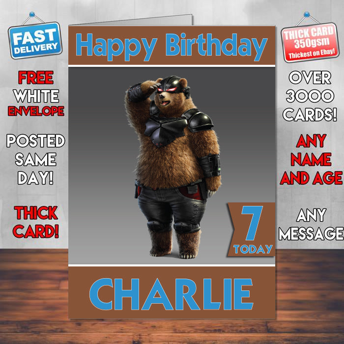 Tekken 7 Kuma Game Inspired Theme Personalised Kids Inspired Birthday Card (SA060917) β Tekken 7 Kuma Game Inspired Theme Personalised Birthday Card β personalised Birthday Card