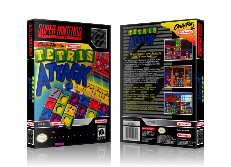 Tetris Attack Replacement Nintendo SNES Game Case Or Cover – SNES Replacement Game case product image 1