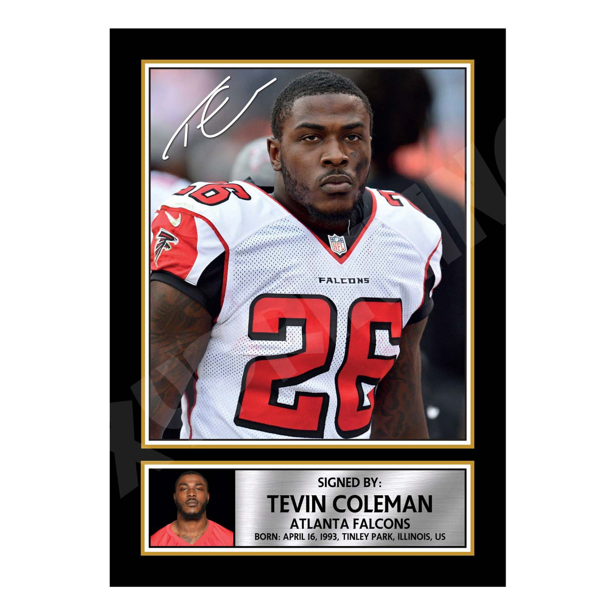 Tevin Coleman 1 Limited Edition Football Signed Print - American Footballer