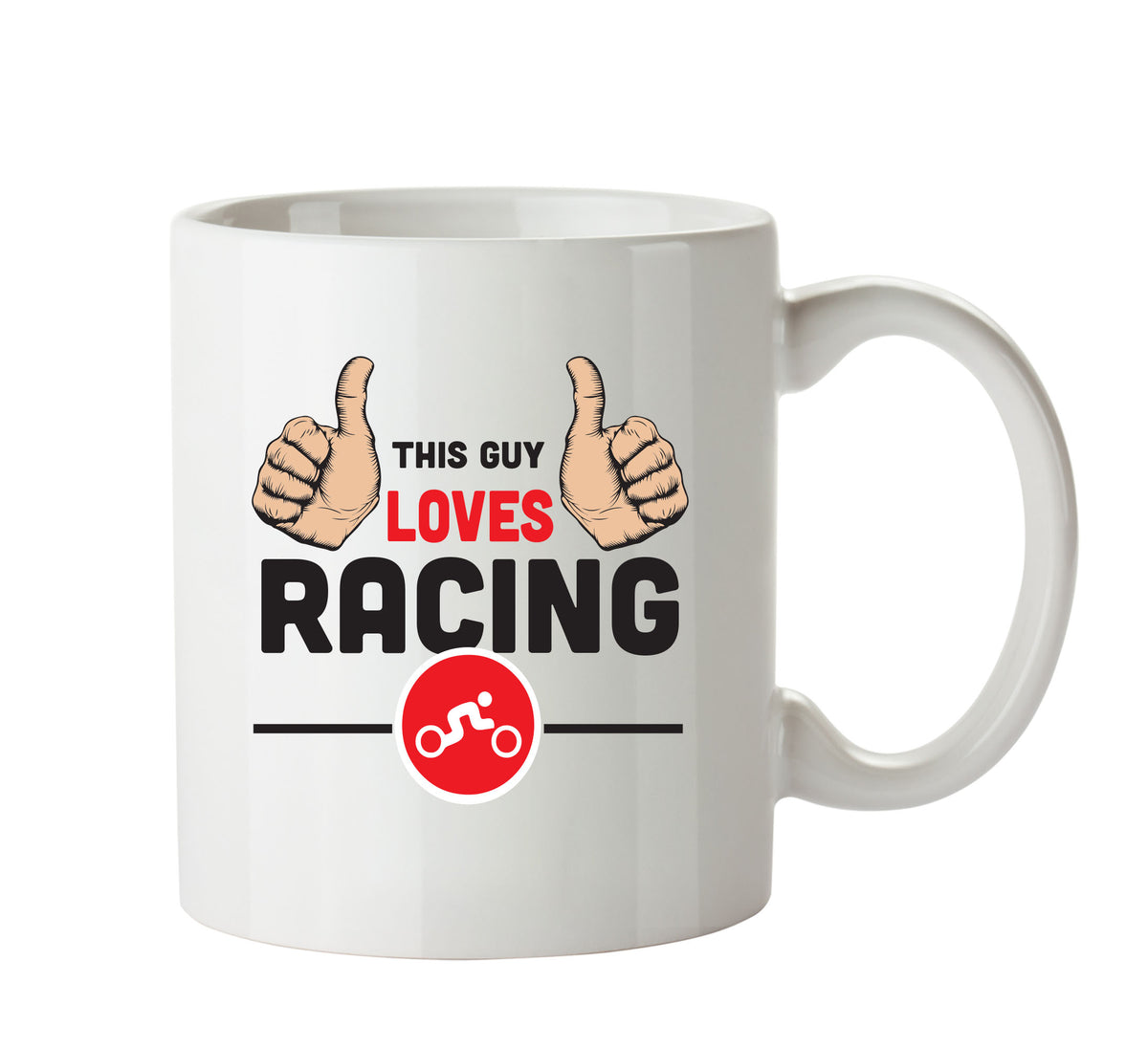 This Guy Loves Racing Personalised ADULT OFFICE MUG β printed mug product image 1