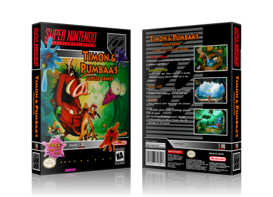 Timon And Pumbaa's Jungle Games Replacement Nintendo SNES Game Case Or Cover β SNES Replacement Game case product image 1