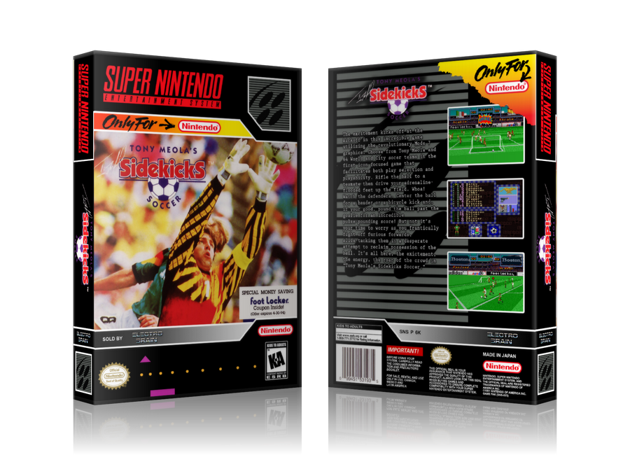 Tony Meolas Sidekicks Soccer Replacement Nintendo SNES Game Case Or Cover β SNES Replacement Game case product image 1