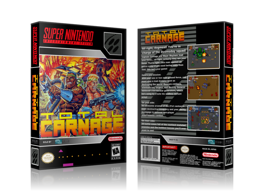 Total Carnage Replacement Nintendo SNES Game Case Or Cover – SNES Replacement Game case product image 1