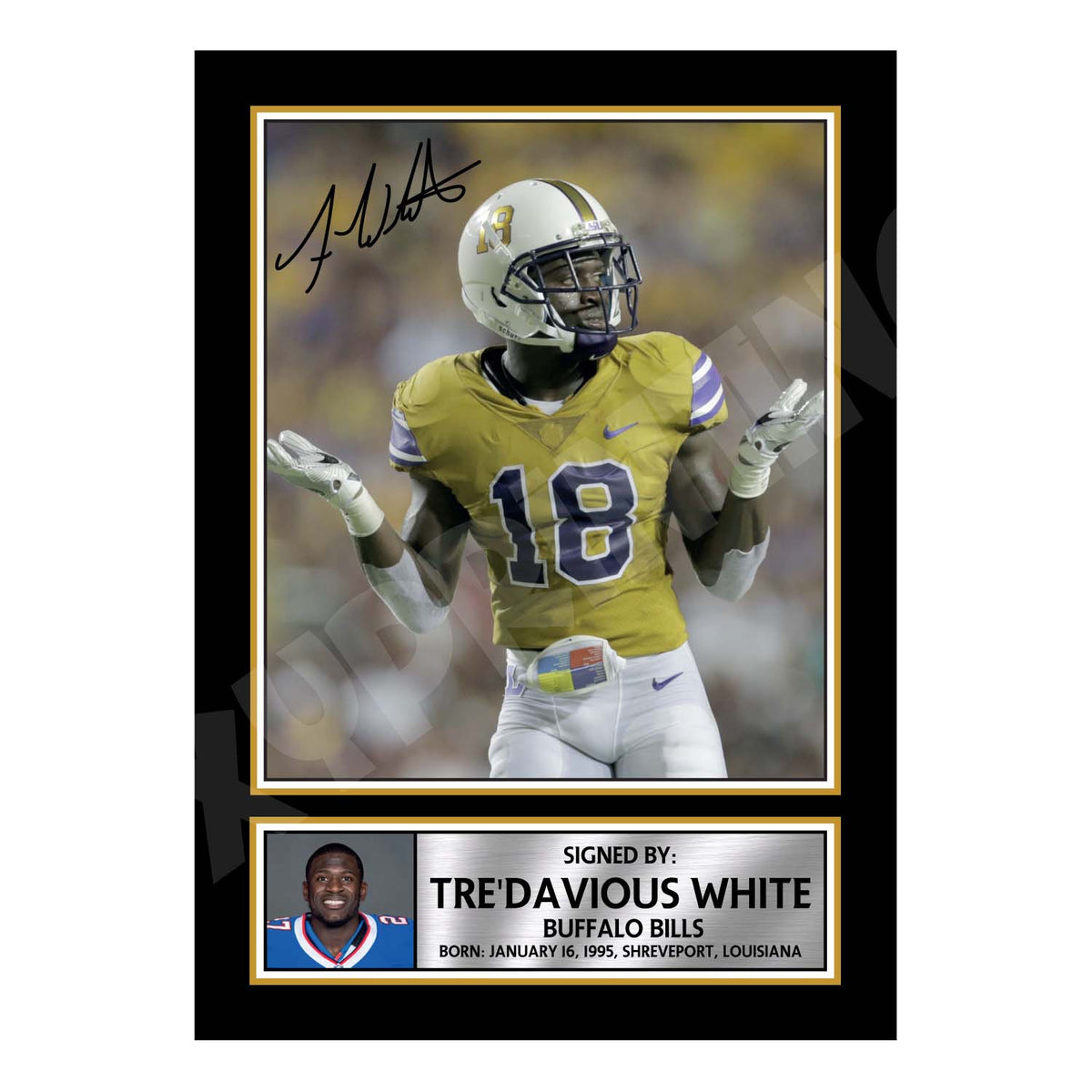 Tre'Davious White 2 American Football Printed Signature Print – A1 Print Only