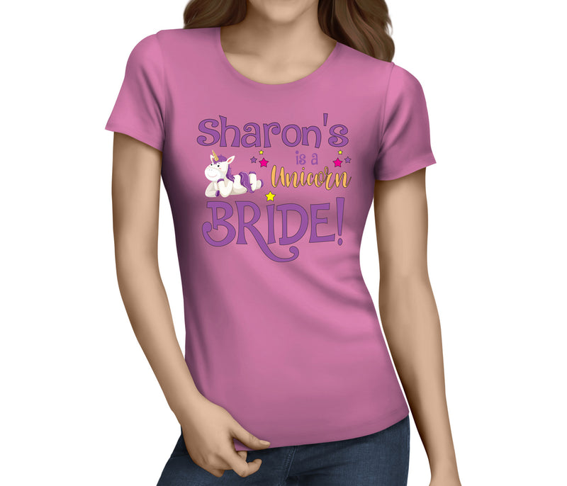 Unicorn Bride Colour Hen T-Shirt - Any Name - Party Tee