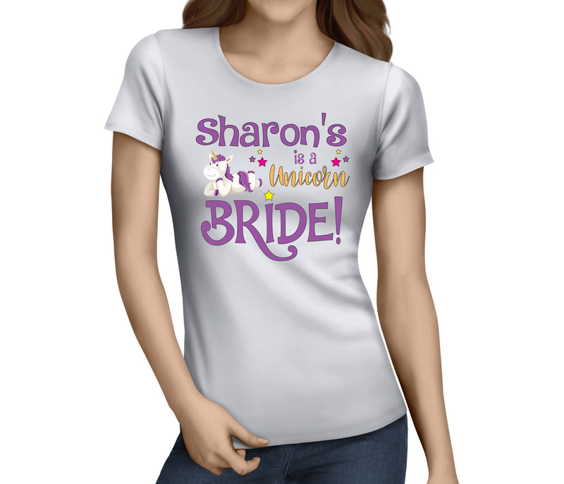 Unicorn Bride Colour Hen T-Shirt - Any Name - Party Tee
