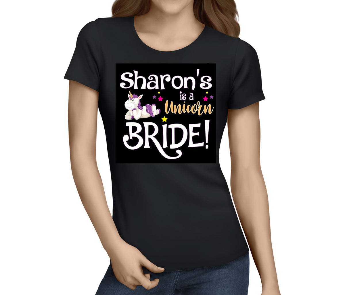 Unicorn Bride White Hen T-Shirt - Any Name - Party Tee