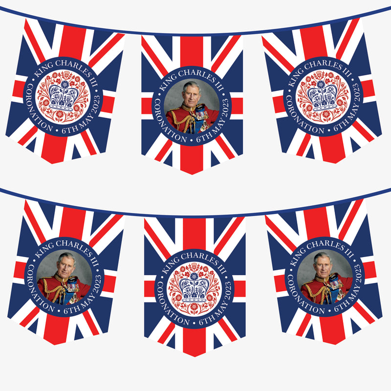 King Charles Coronation Bunting - Official Logo Coronation Bunting - 3 Metres - 6 Metres