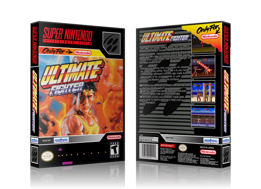 Ultimate Fighter Replacement Nintendo SNES Game Case Or Cover – SNES Replacement Game case product image 1