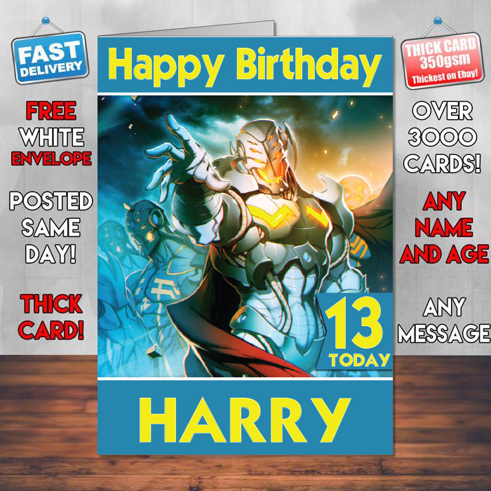Ultron By Genzoman Movie Inspired Theme Personalised Kids Inspired Birthday Card (SA060917) β Ultron By Genzoman Personalised Birthday Card β personalised Birthday Card
