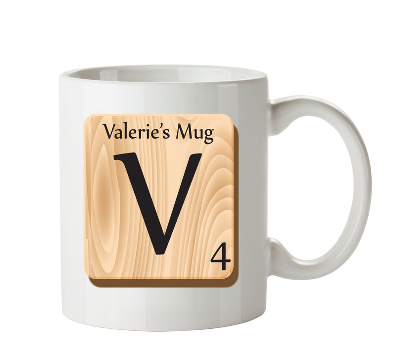 Initial "V" Your Name Scrabble Mug FUNNY