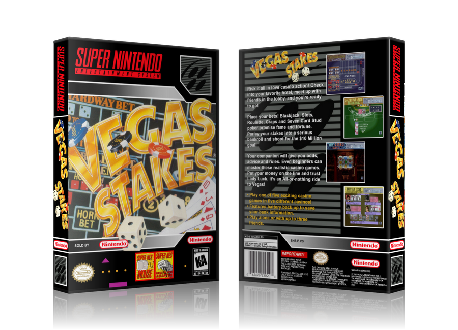 Vegas Stakes Replacement Nintendo SNES Game Case Or Cover β SNES Replacement Game case product image 1