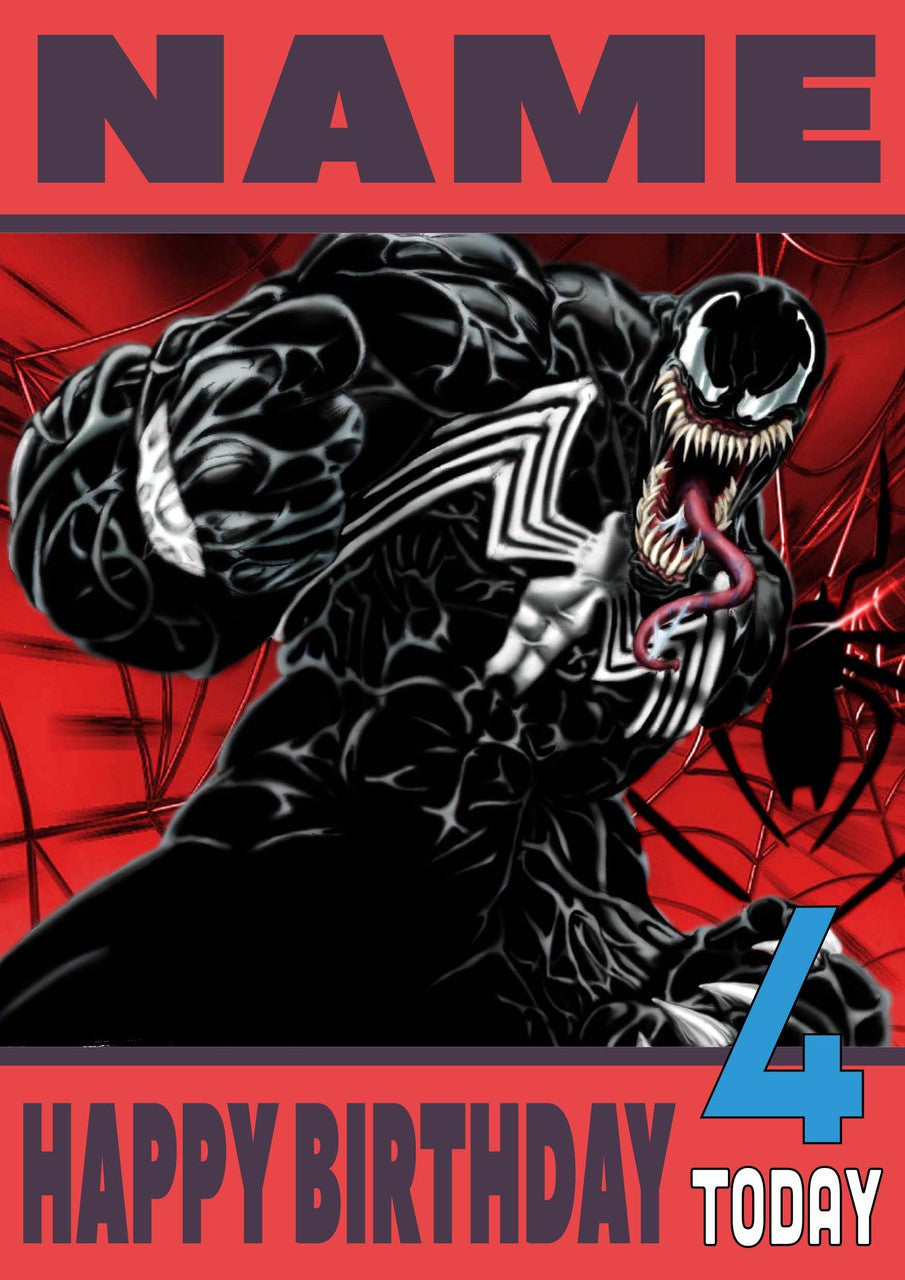 Venom THEME INSPIRED Style PERSONALISED Kids Adult FUNNY Birthday Card 2 – Venom Theme Personalised Kids Adult Funny Birthday Card 2