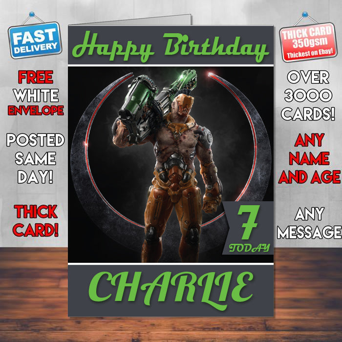 Visor Quake Champions Inspired Style Game Kids Inspired Birthday Card (SA)