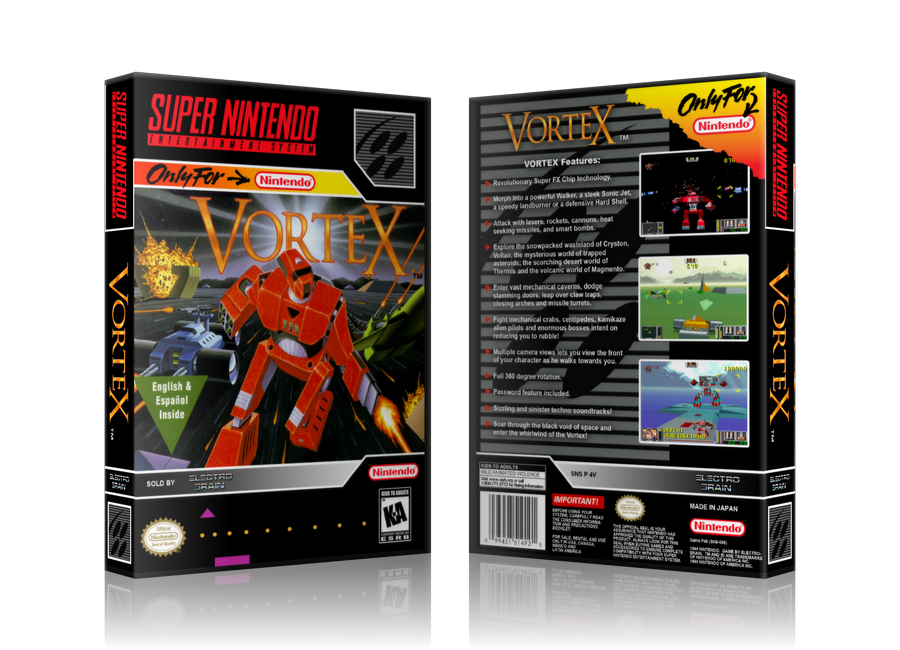 Vortex Replacement Nintendo SNES Game Case Or Cover β SNES Replacement Game case product image 1