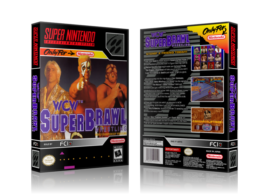 WCW Super Brawl Wreslting Replacement Nintendo SNES Game Case Or Cover – SNES Replacement Game case product image 1
