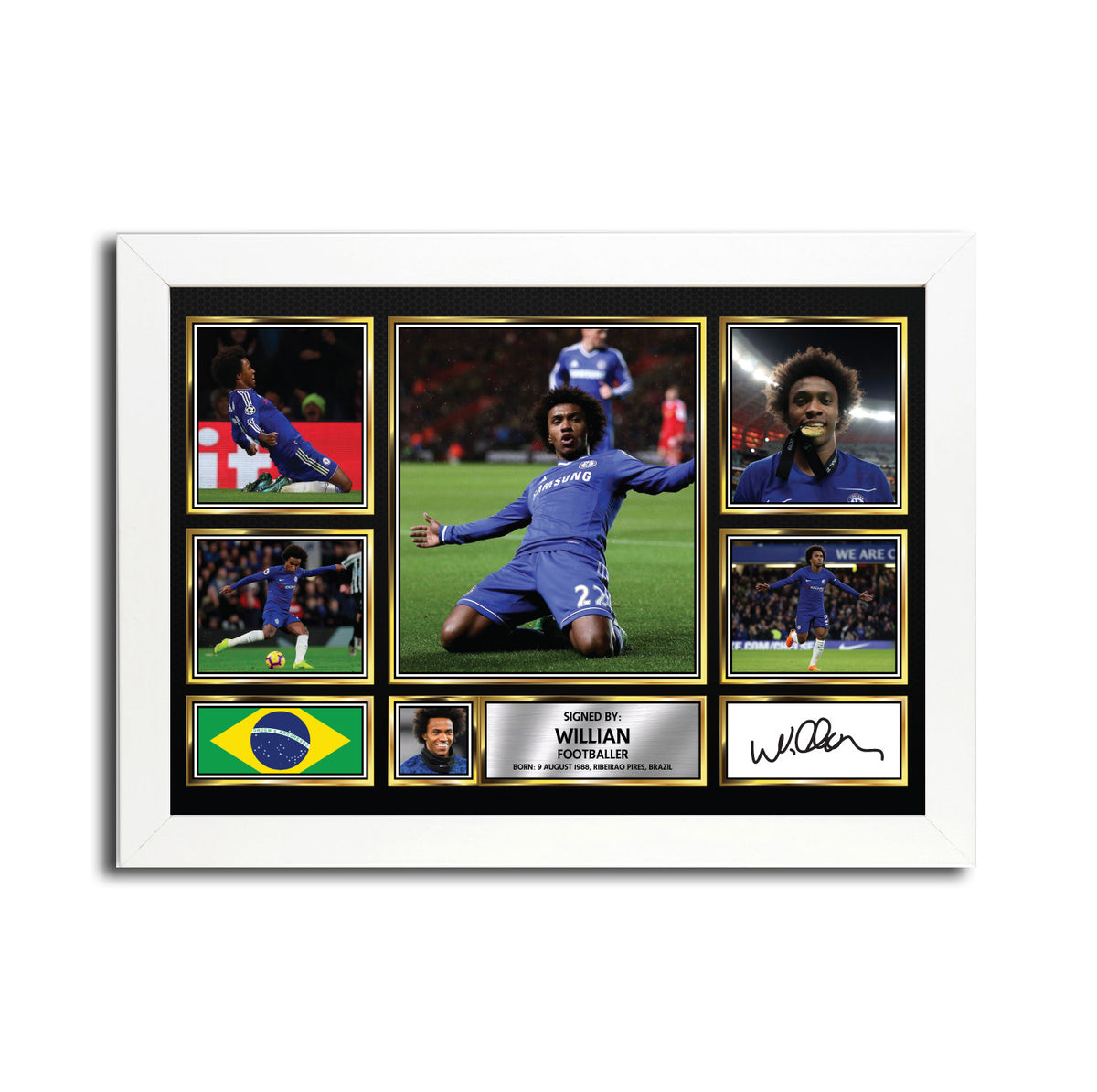 WILLIAN MC1677 – Black Frame Printed Signature Football Poster – Willian MC1677